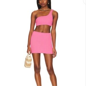 NWT Good American Bright Pink001 Always Fits Mini Skirt Sz L/XL